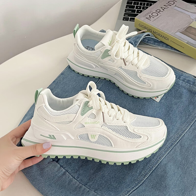 Huili Women's Shoes, Forrest Gump Shoes, Mesh Breathable Spring Sports Shoes WXY2341, Light Green (Single Mesh), Size 35
