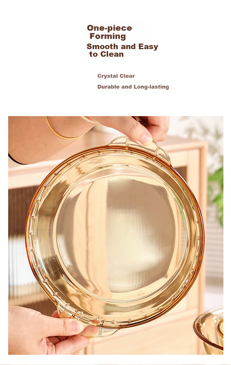 CRISTALGLASS Double-Handled Heat-Resistant Glass Plate Steamed Egg Dish, Sauce Scoop, Small Seafood Plate, Microwave-Safe Pizza Baking Tray for Home Use 7