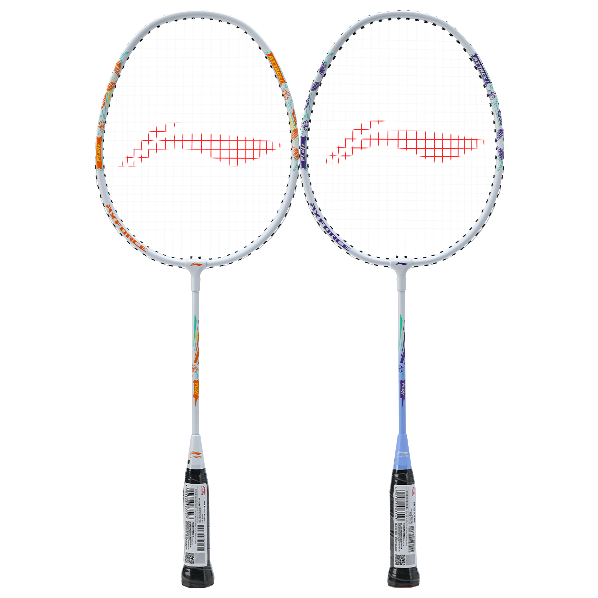 LI-NING Thunder Series Badminton Racket Family Set for Children and Youth White/Blue Pre-Strung