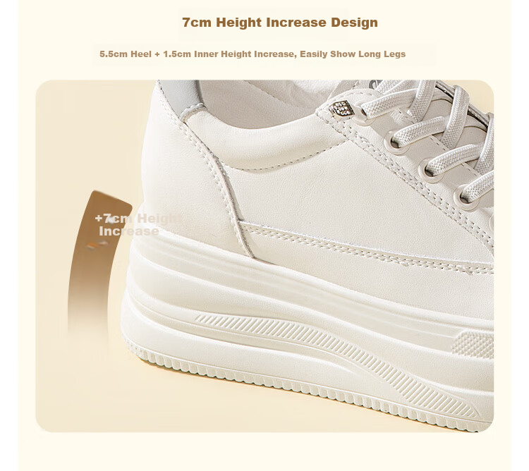 RED DRAGONFLY Women's Shoes, 2026 Autumn White Sneakers, Thick-Soled Heightening Versatile Casual Lightweight WPB15032, Beige/black, Size 40 8