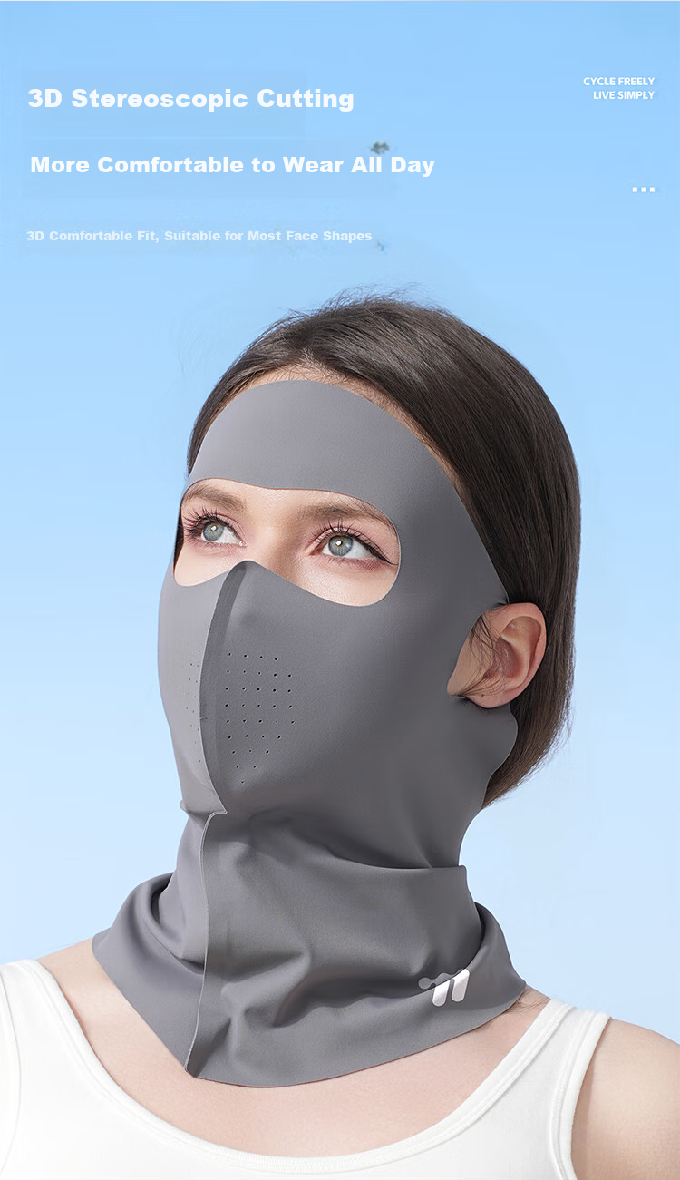 WestBiking Summer Cycling Ice Silk Sun Protection Face Mask, Breathable Sweat-Absorbing Quick-Drying Full Face Mask Neck Gaiter for Outdoor Sports, Pink 5