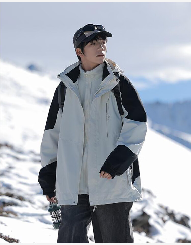 JEEP SPIRIT Unisex 3-in-1 Khaki Jacket Autumn Winter Outdoor Mountaineering Hooded Coat 2XL 13