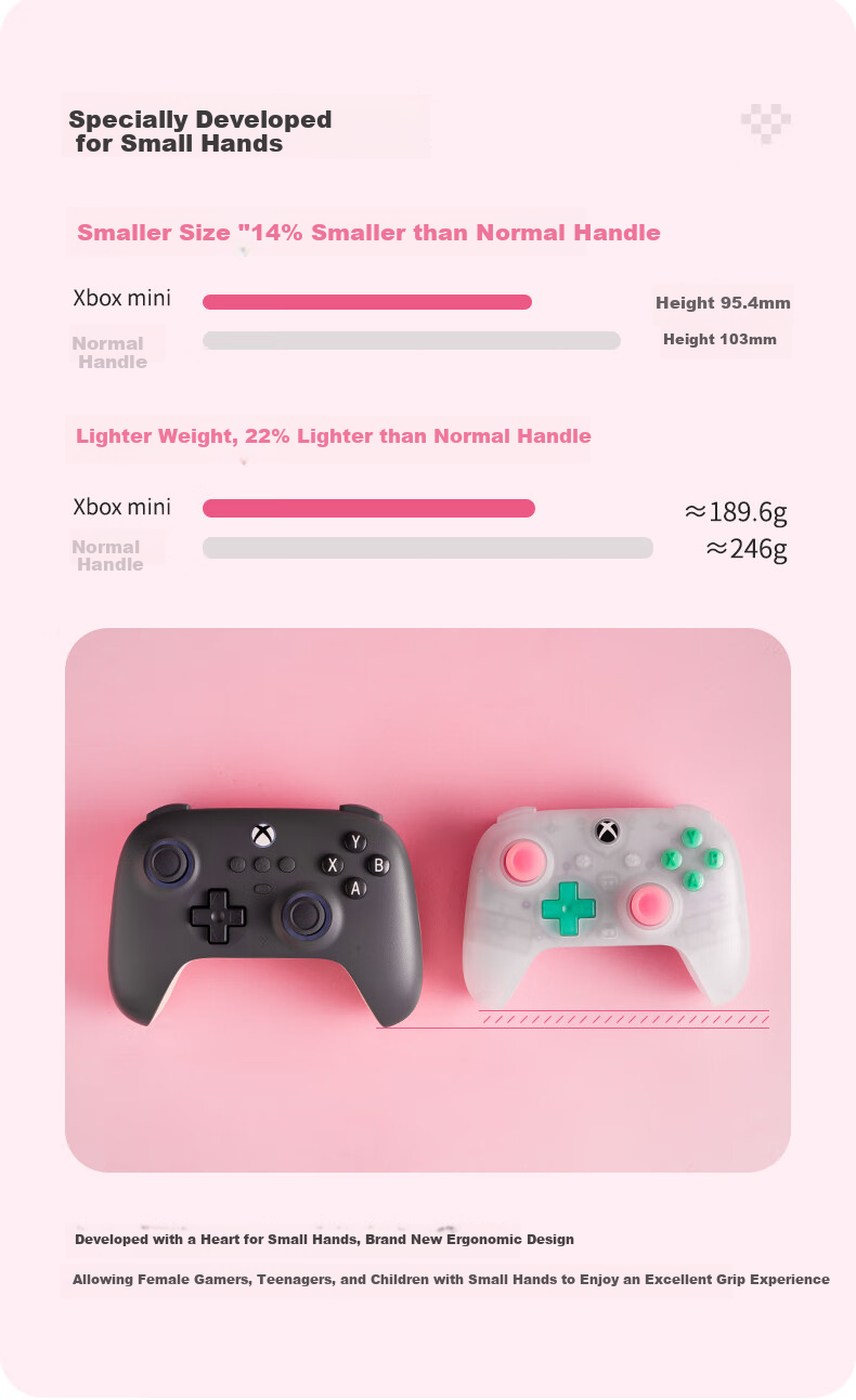 8BitDo Orion Mini Controller Xbox Version Gamepad with Hall Effect Joysticks Wired PC Steam Xbox Platform for Silk Song Black Myth: Wukong Monster Hunter 3