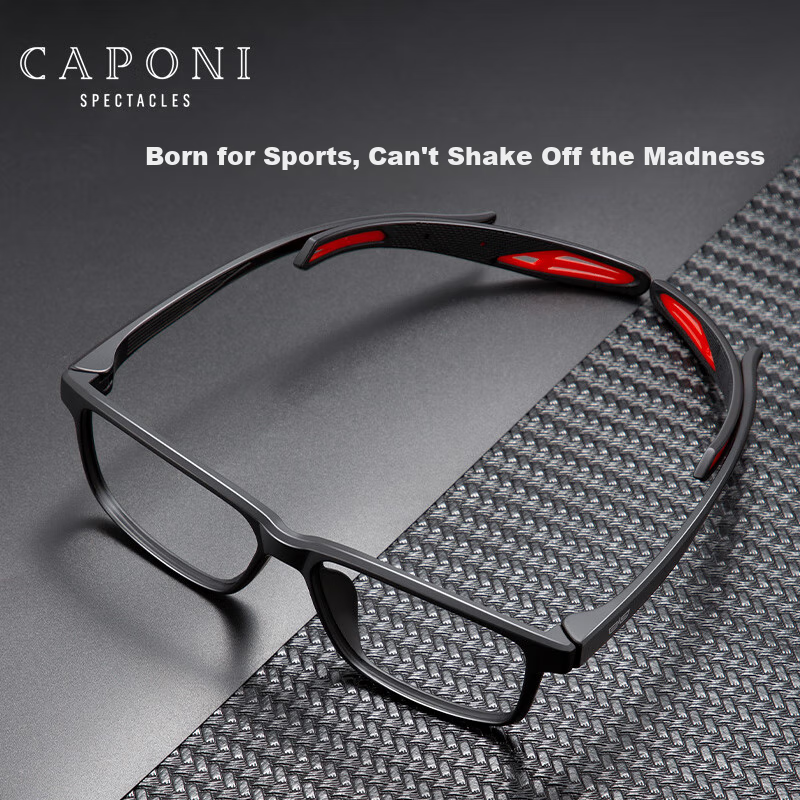 CAPONI Sports Myopia Glasses for Men, Professional Basketball And Football Protective Goggles, Anti-Blue Light Eye Protection, Ultra-Light Eyeglass Frames for Outdoor Cycling