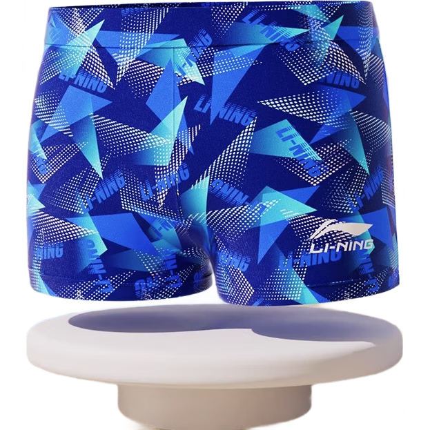 LI-NING Kids Boys Cartoon Print Fashion Comfortable Quick-Dry Sports Swim Trunks 833 Blue - Size 140