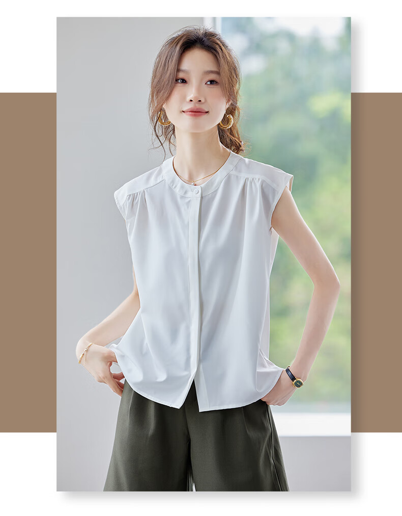 Jeanswest Korean Style Sleeveless Round Neck Shirt Women 2026 Summer New Simple Green Top XL 1