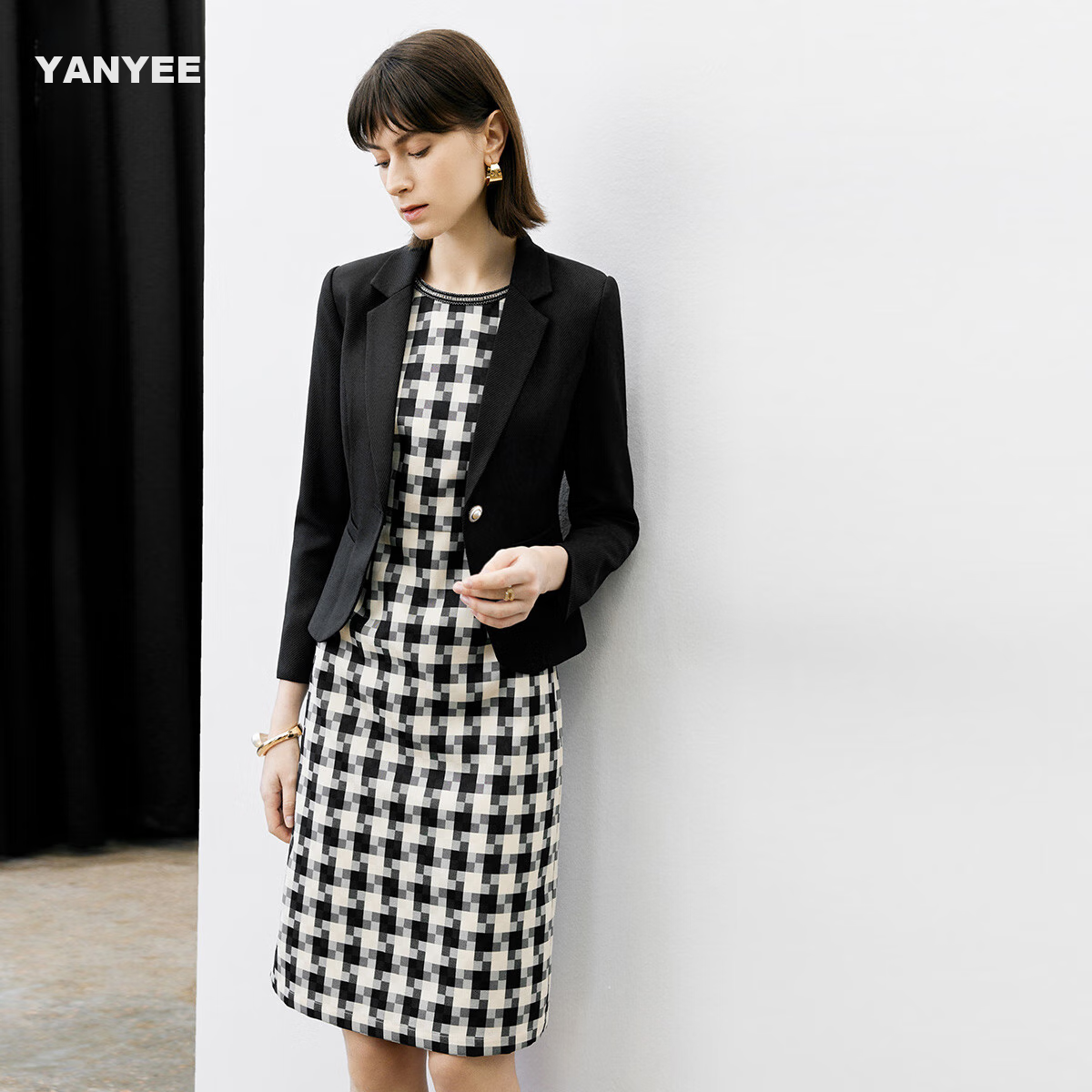 YANYEE Elegant Blazer for Women, Spring 2025, Waist-Cinching Slimming Professional Attire, High-End Formal Wear, Black, M