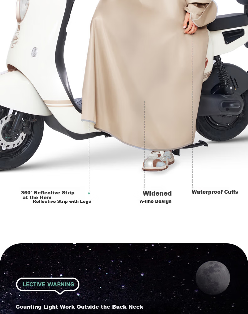 Yadi Electric Bicycle Raincoat Poncho for Men And Women, Adult Cycling Scooter Thick Long Style with Reflective Strips Single-Person Rain Poncho 16