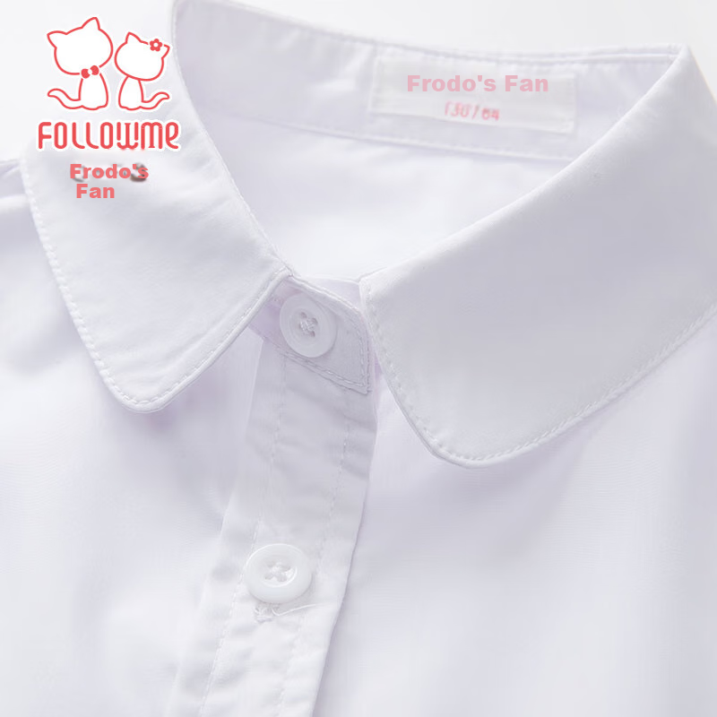 Follow Me Girls' Shirt Children's Boys' White Shirt Inner Layer Undershirt School Uniform Inner Layer Versatile Shirt White 165