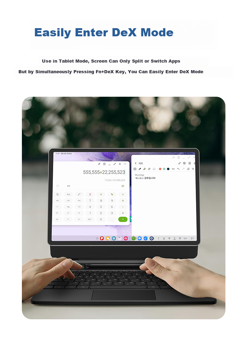 Houhou Three-Star Tablet Magic Control Keyboard Protective Case Integrated Bluetooth Keyboard Compatible with Samsung Tab S10+/S9+/S9FE+/S8+/S7+, 12.4-Inch, Black 8