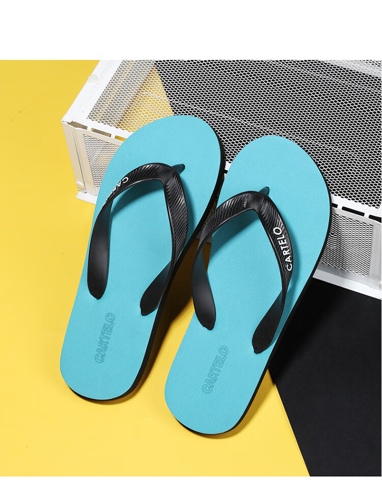 CARTELO Men's New Summer Herringbone Flip Flops Soft Sole Beach Outdoor Indoor Fashion Breathable Toe Post Sandals 7