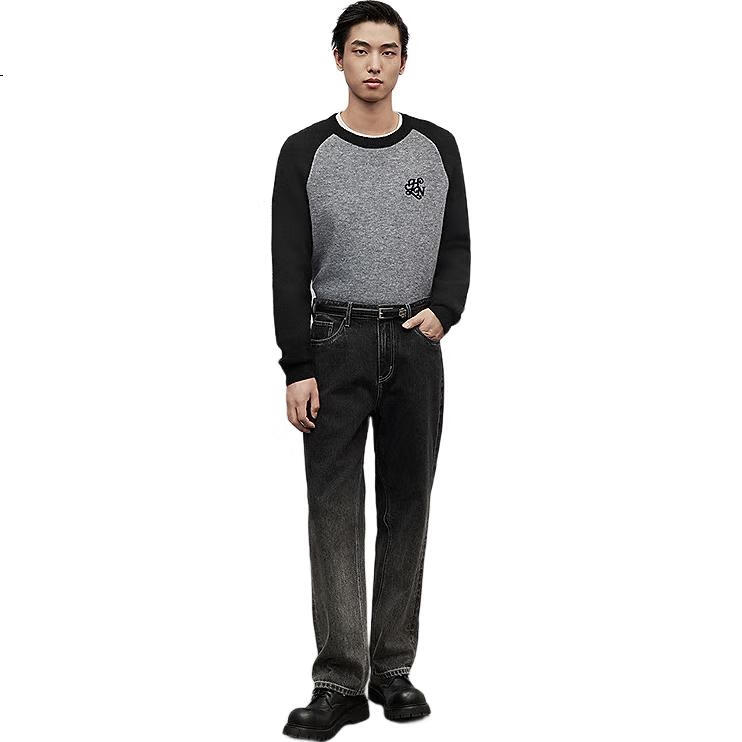GXG Men's Knit Sweater, Commuter Style, New for Winter 2024, Black + Gray, Size 180/XL