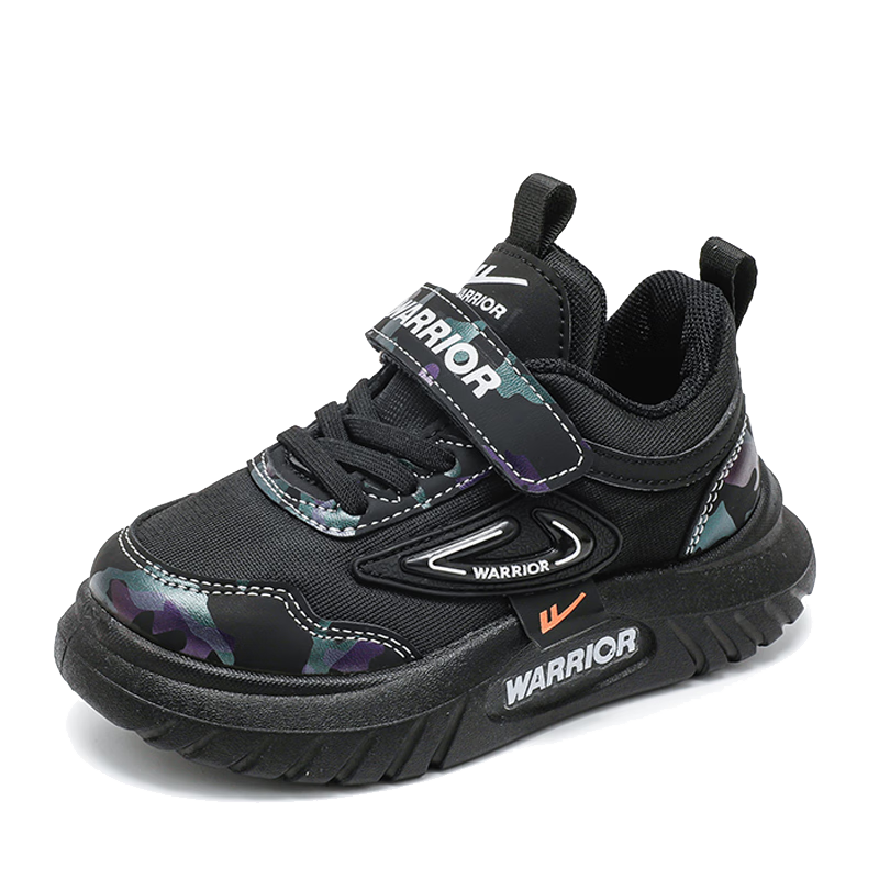 Warrior Children's Shoes, Boys' Spring And Autumn Style, Mesh Breathable Soft-Soled Kids' Sneakers WZ(CL)-0926, Black, Size 34