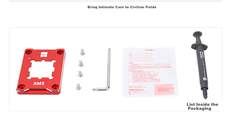 Thermalright AMD-AM5 Secure Frame RED CPU Safety Fixing Frame, All-Aluminum Alloy + Insulation Pad, Cooling Accessories, AMD-ASF RED 10