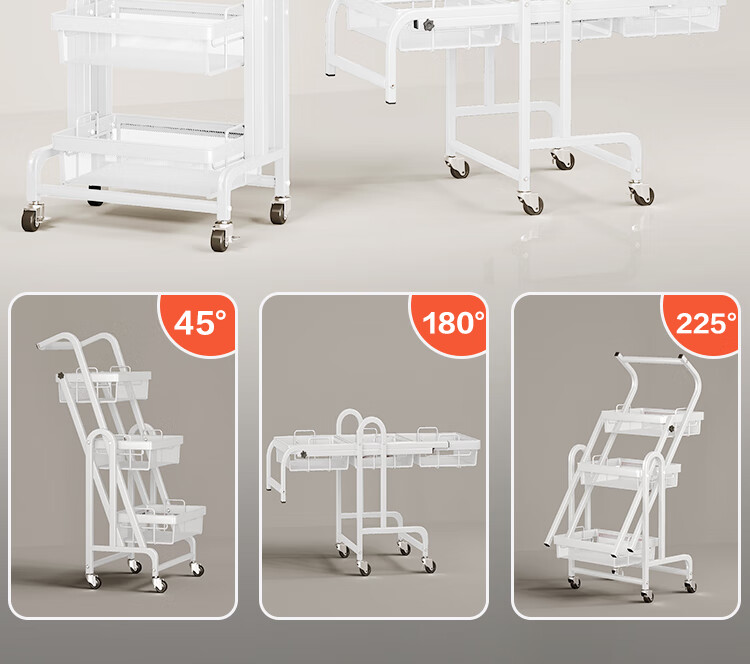 QIAONAMEI Folding Mobile Storage Rack with Wheels for Balcony, Snack Organizer and Flower Stand 6800-WH 2