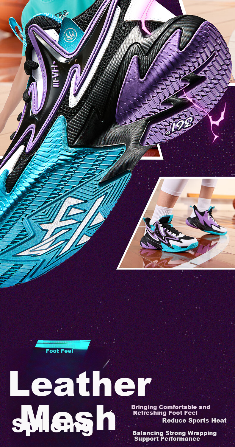 361° Hanjiang | Children's Basketball Shoes, Summer Practical Training, Youth Hard Court Wear-Resistant Basketball Shoes, Blue, Size 41 14
