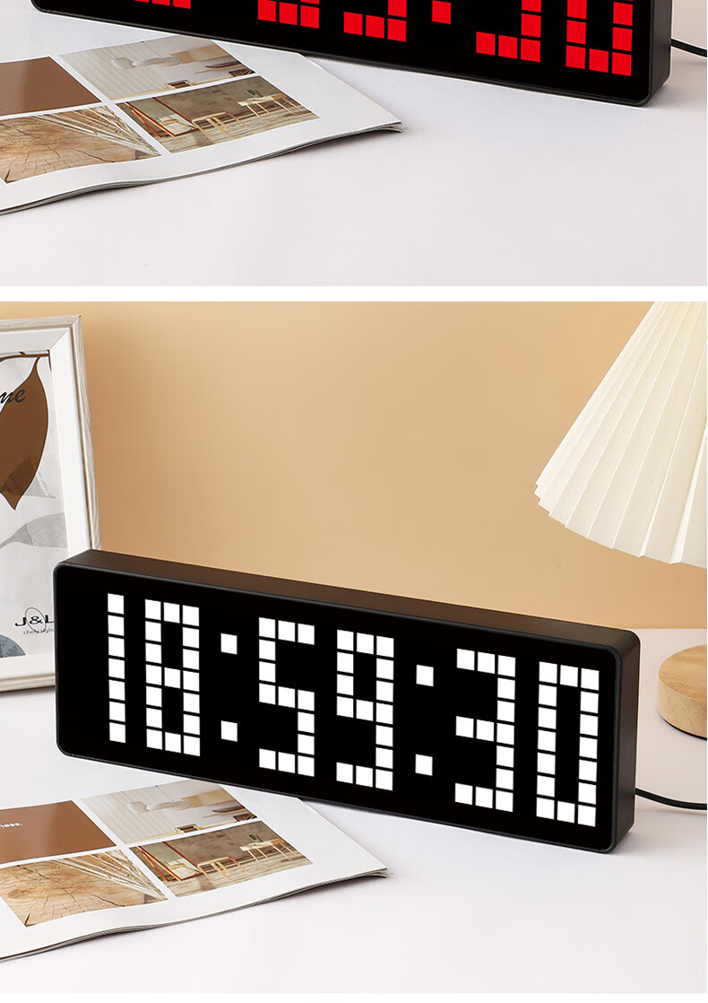 Momen Student LED Electronic Clock, Desktop Countdown Timer with Large Screen, Dual-Use for Bedside Or Wall-Mounted, Pixel Display Clock Gift 4