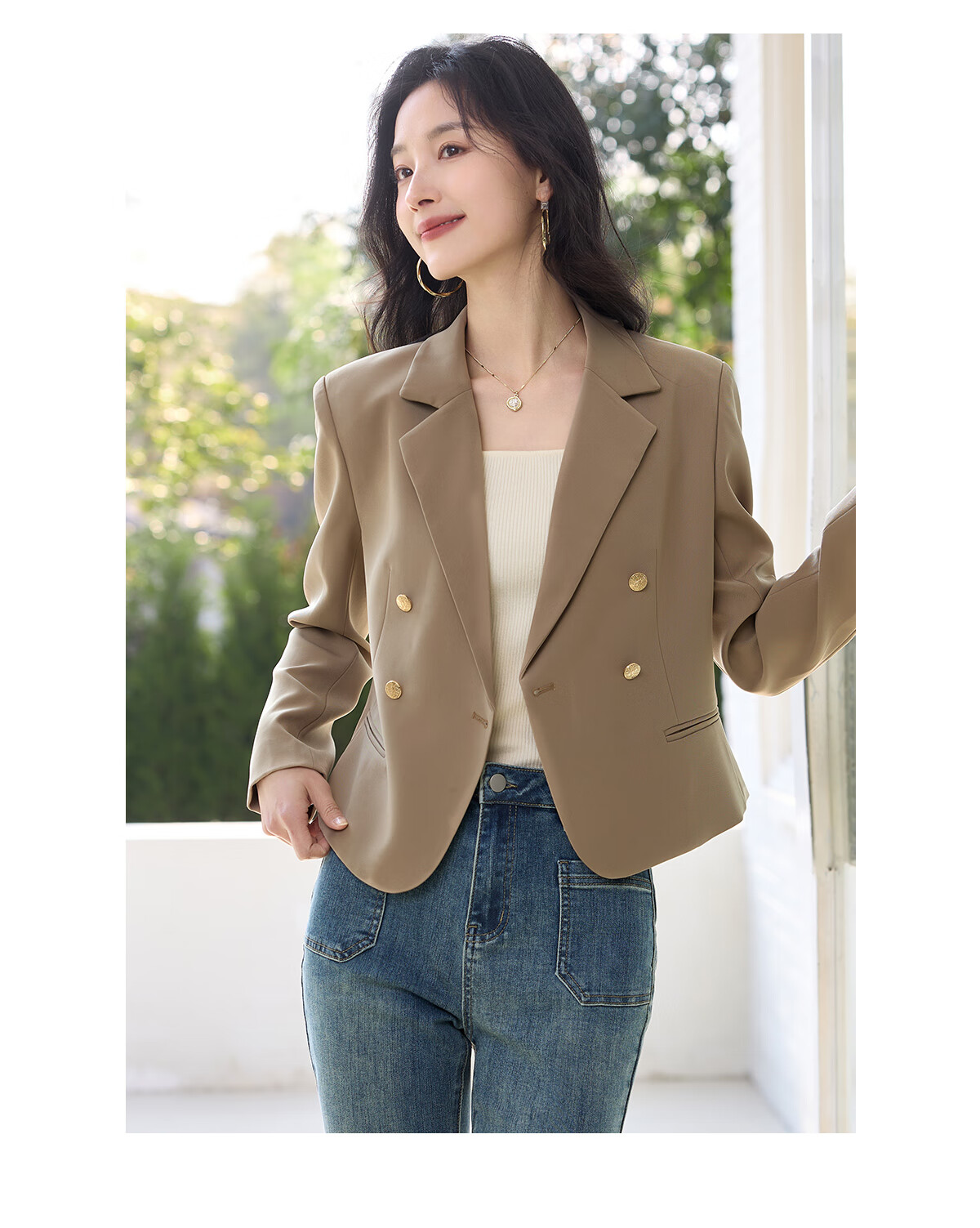 Chushen Spring and Autumn Women's Fashionable Short Casual Blazer Jacket S41U059 13
