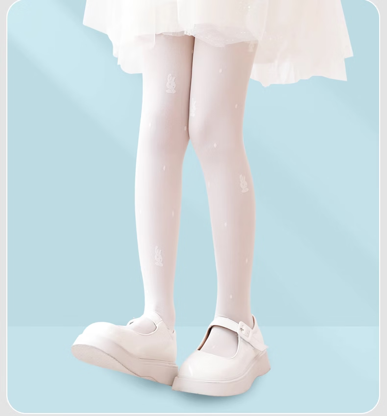 MiiOW Children's Dance Socks, Summer Ultra-Thin Silk Stockings, White Mosquito-Proof Pantyhose, Girls' Baby Leggings, Size L 12
