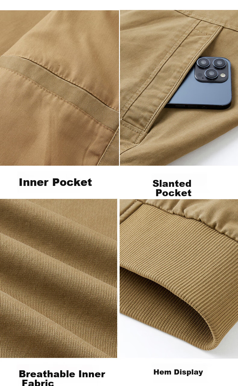 JEEP SPIRIT Men's Casual Lightweight Baseball Jacket for Spring And Autumn, Khaki Color, XL Size 9