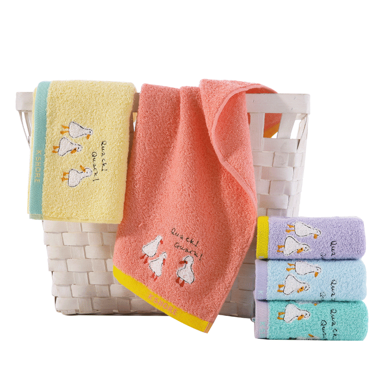KING SHORE Class A Pure Cotton Towels, Children's Towels, Student Towels, Girls' Towels, Absorbent Small Towels, 5 Pieces