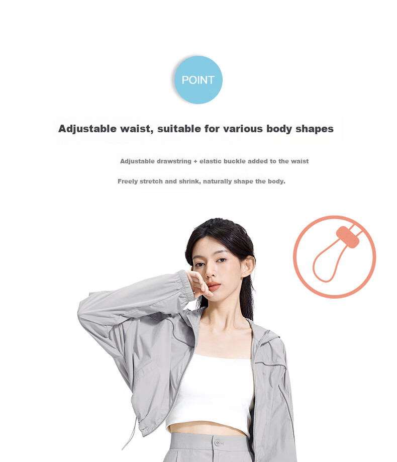 Zauo High-Waisted Sun Protection Pants Set, High Street Style, Lightweight Breathable Sun Protection Clothing, Women's Casual High-Waist Skirt, Gray, Size M 11