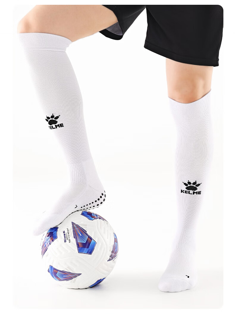 KELME Silicone Over-the-Knee Football Socks Lycra Antibacterial Odor-Resistant Professional Anti-Slip Towel Bottom Socks Black L 5