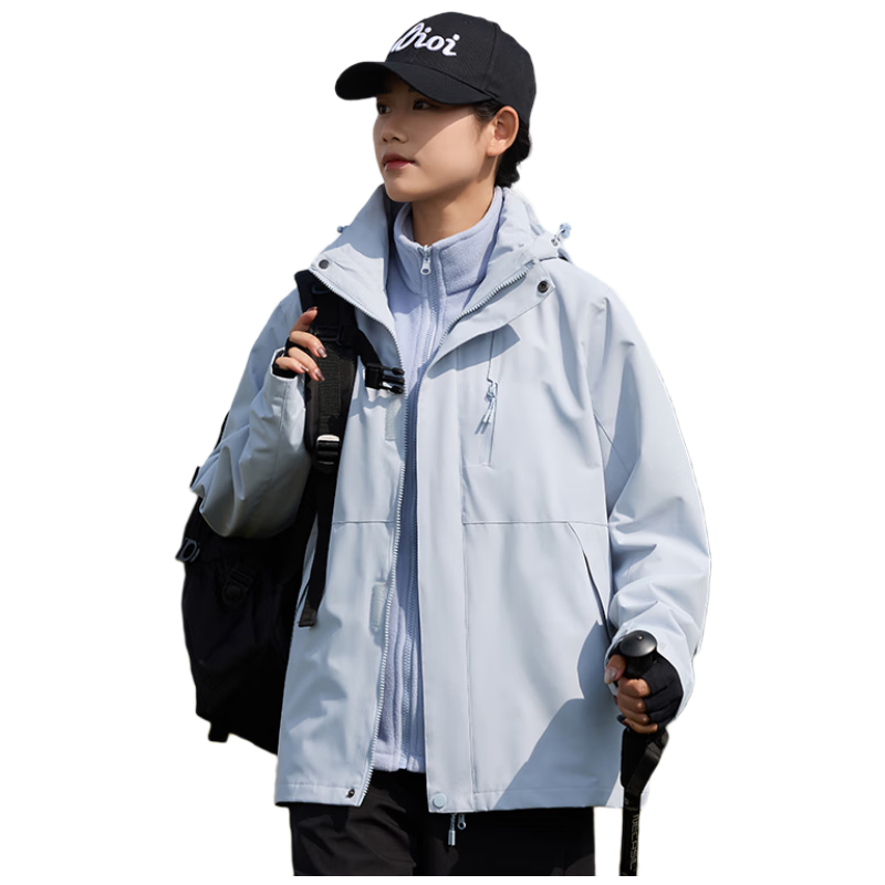JEEP SPIRIT Unisex 3-in-1 Outdoor Waterproof Windproof Warm Jacket Moonlight Blue M