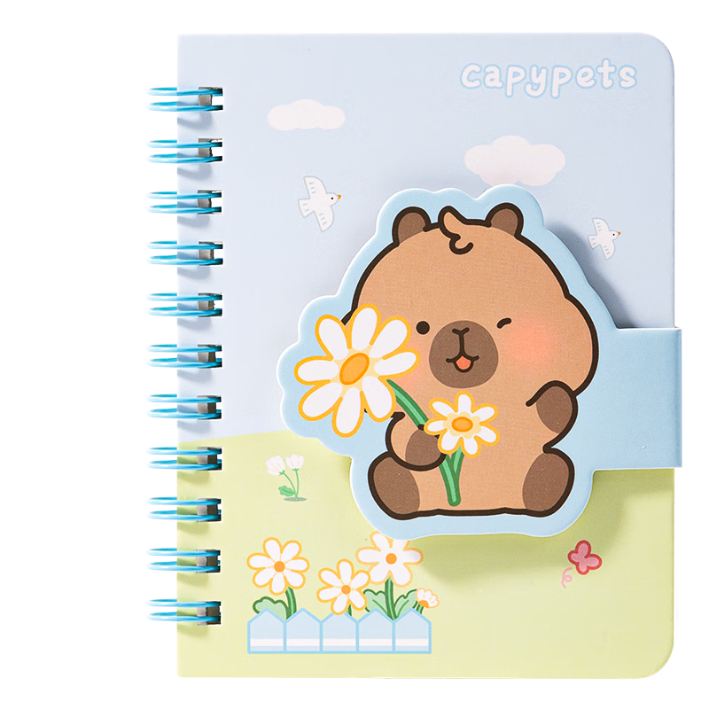 Deli Capybara Spiral Notebook BL202-A7 60 Sheets Blue