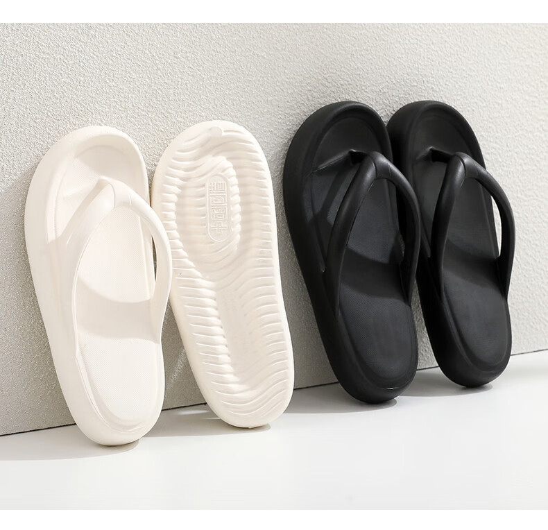 GUOLUOFEI Thick-Soled Flip-Flops for Women, Summer Non-Slip Beach Sandals, Outdoor Slippers, White, Size 39-40 6