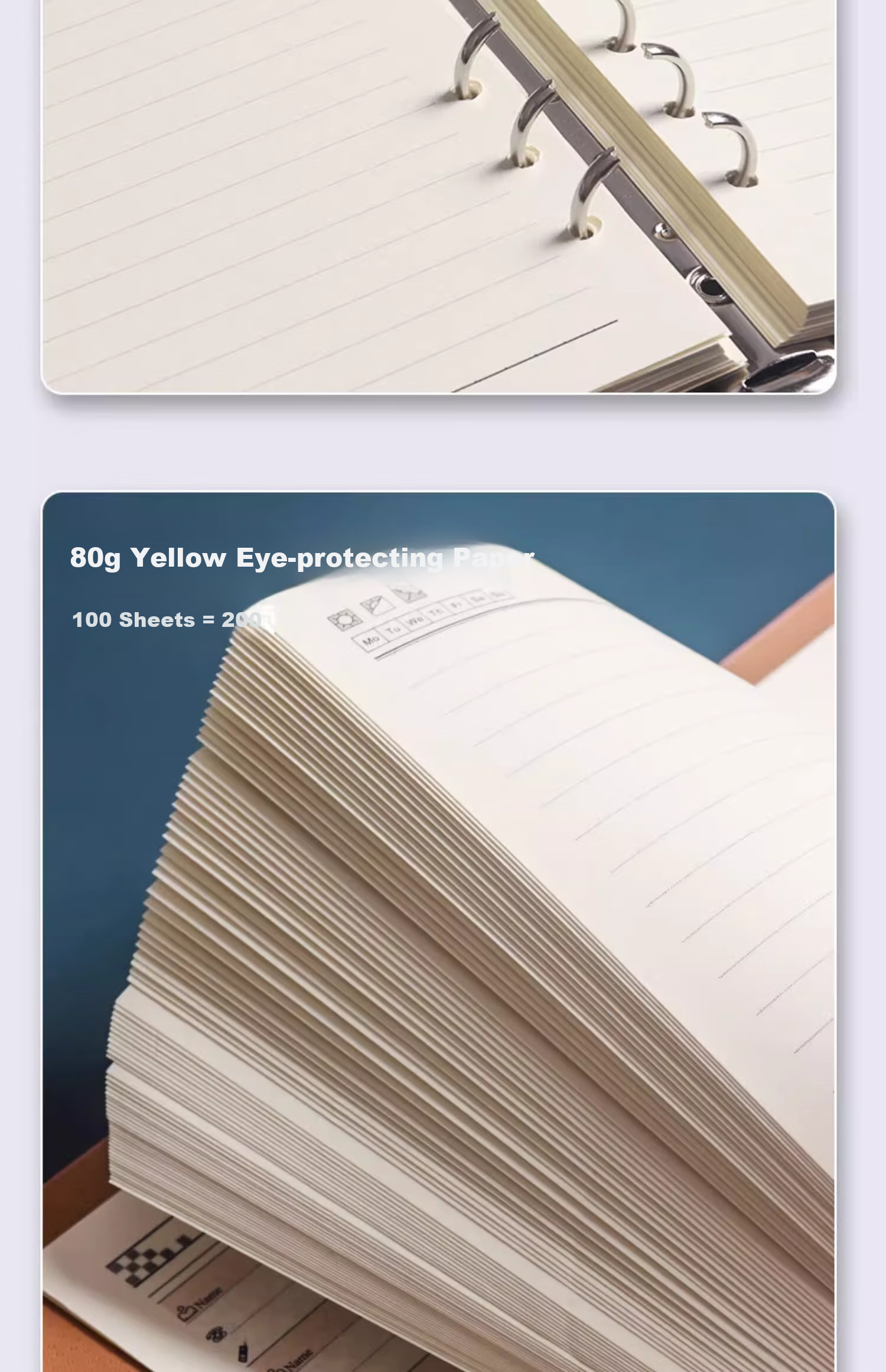 Tangyi B5 Blue-Gray 9-Ring Leather-Bound Loose-Leaf Notebook, 100 Sheets, 200 Pages, Premium Business Work Notebook, Study Journal, Office Meeting Record Book, Customizable Logo 7