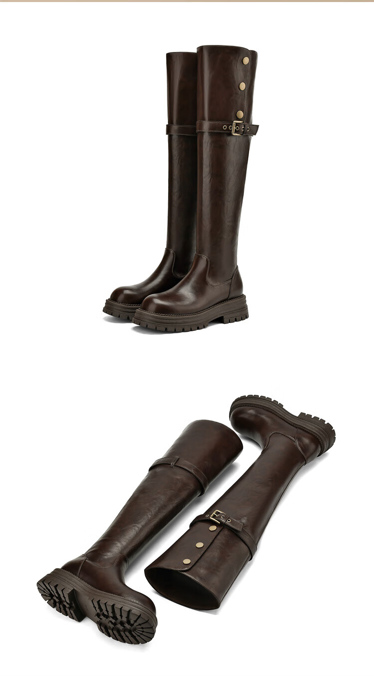 DAPHNE Winter Knee-High Riding Boots Thick Sole Tall Boots Women 4024605074 Black 38 4