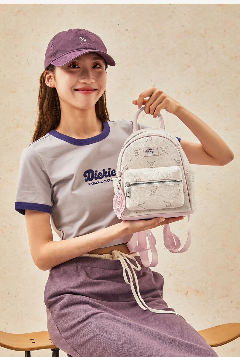 Dickies Backpack for Women, Lightweight Versatile Cute Mini Student Bookbag, Fashionable All-Over Print Commuter Travel Bag, Blue 11