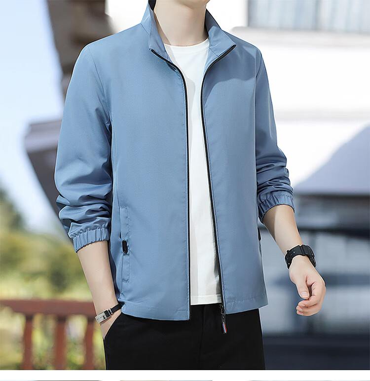 RED DRAGONFLY Men's Jacket Trendy Autumn Winter Business Executive Commuter Stand Collar Loose Casual Windproof Coat Gray 2XL 8