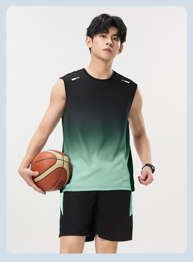 VICTORIATOURIST Men's Sports Set, Indoor Fitness Wear, Sports Tank Top, Ice Silk Quick-Dry Shirt, Running Basketball Training T-Shirt Equipment 14