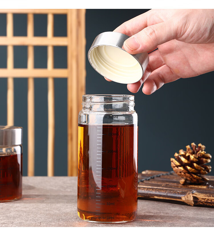 PINYU Glass Herbal Medicine Dispensing Bottle High Temperature Resistant Sealed Glass Jar Bird's Nest Cup Dispensing Bottle Herbal Liquid Sealed Storage Jar 13