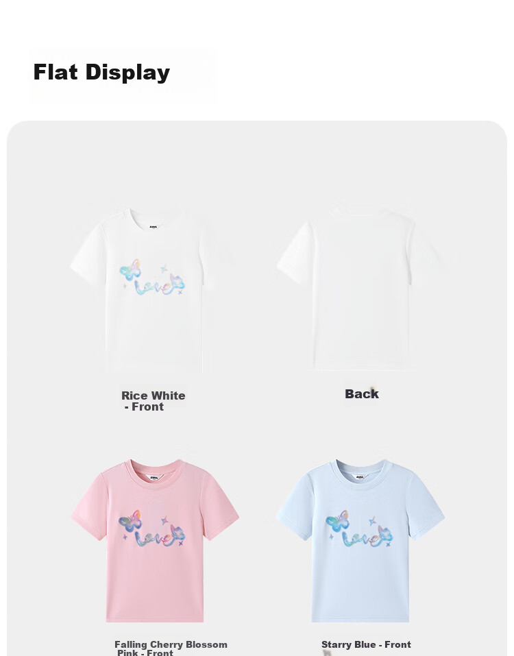 Annil Girls' Round Neck Short-Sleeve T-Shirt, New Summer 2025 Style, Cherry Blossom Pink, Size 120 15