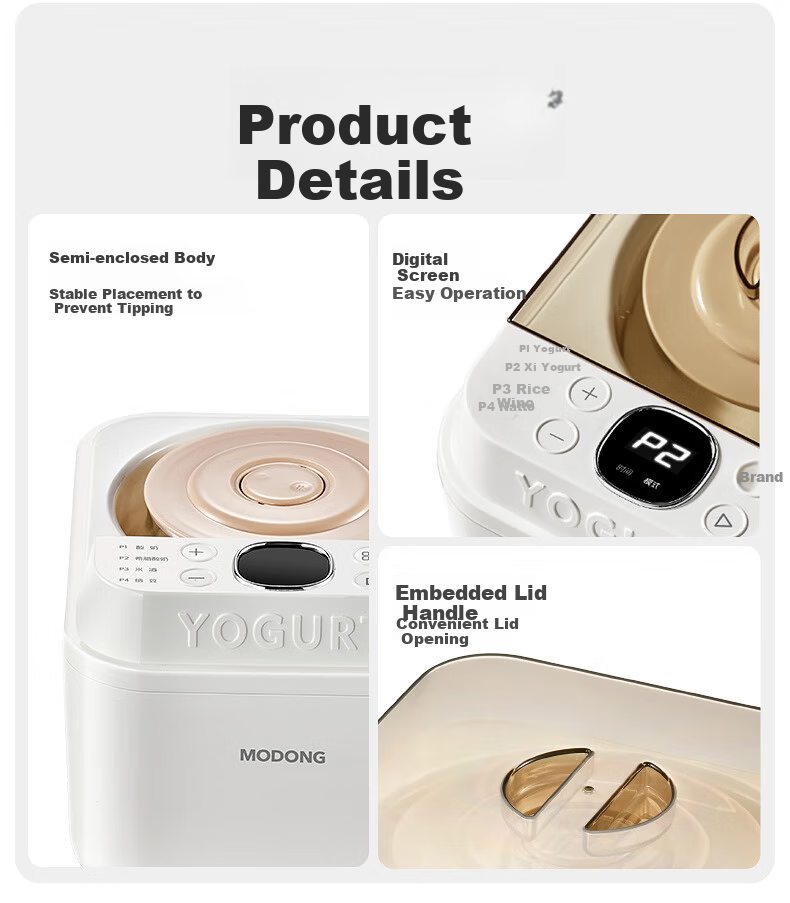 Modong Yogurt Maker, Home Automatic Rice Wine Maker, Baby-Grade 1L All-Glass Inner Tank, Yogurt Fermentation, 4 Cups, MD-SNJ01S 7