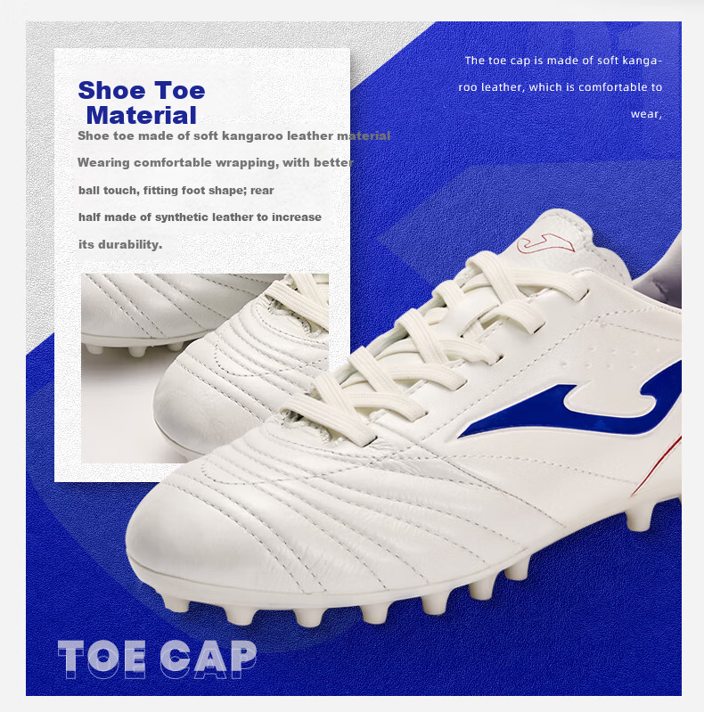 JOMA Kangaroo Leather Soccer Cleats for Men, Women, Adults, Teenagers And Children MG Studs Professional Competition Football Training Shoes White Size 43 1