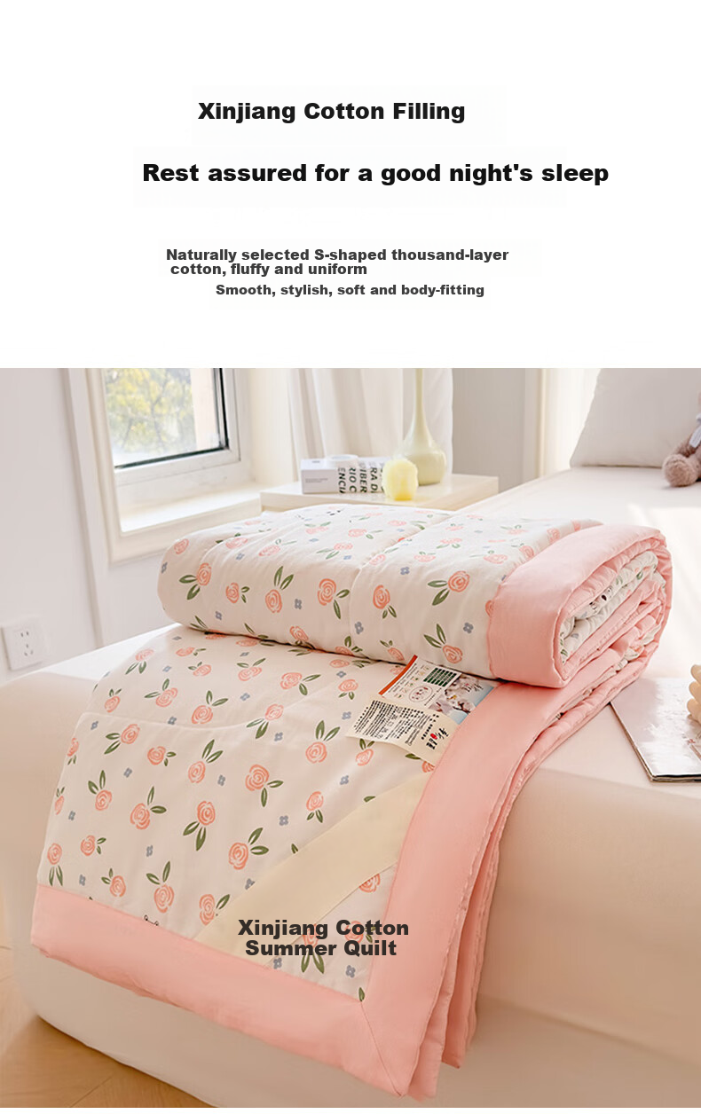 Hodo Class A Summer Cool Quilt, Air Conditioning Quilt, 51% Cotton Quilt Insert, Summer Quilt, Thin Quilt, 200*230cm, Strawberry Patter 3