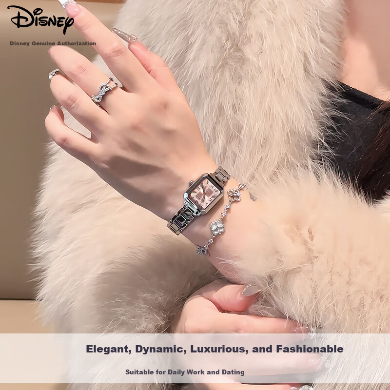 Disney Women's Watch, Instagram-Style Light Luxury Niche Square Sugar Wristwatch, Simple Waterproof Ladies Watch, Birthday Valentine's Day Gift 4