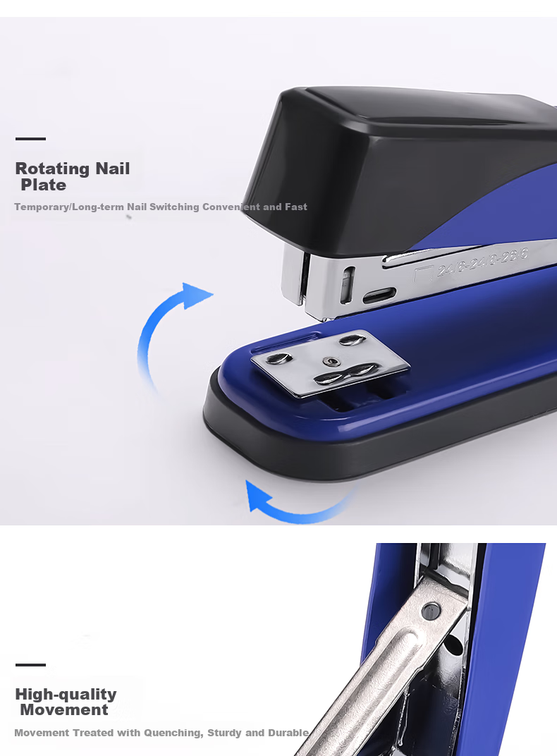 SUNWOOD Efficiency King Series, 50-Page Metal Multifunctional Rotatable Stapler/binder, Three Binding Forms, Grayish Color, P85 3