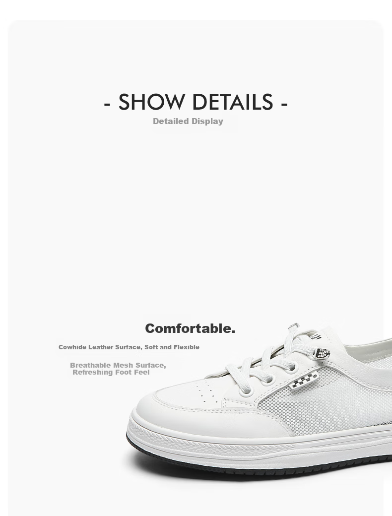 Goldlion Women's Shoes, Spring And Summer Simple White Sneakers, Breathable Mesh Upper, Slip-On Flat Casual Shoes for Women, 668220190, White Apricot Color, Size 38 4