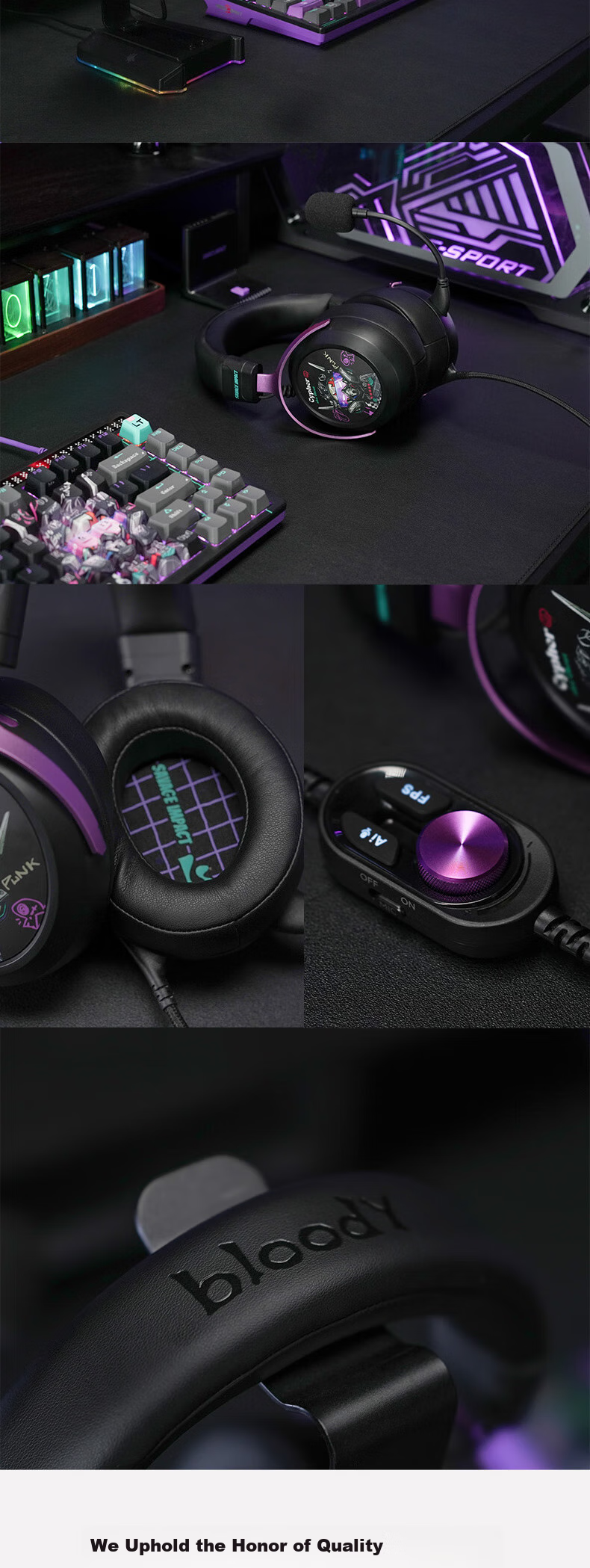 A4TECH Wild Tribe M595PRO Wired Gaming Headset Over-Ear Blood Hand Phantom 7.1 PUBG Essential CS Delta Force Valorant E-Sports Headset Phantom Hacker 15