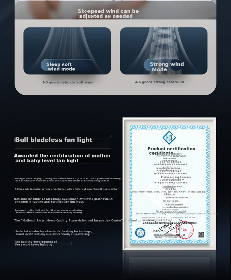 BULL Bladeless Fan Light Integrated Ceiling Light GF19AT Invisible Hanging Fan Light Bedroom Model 70W, Installation Included 8