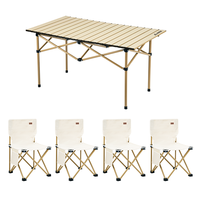 Suncojia Outdoor Camping Table And Chairs Set, Foldable Table And Chair Combination, Complete All-In Folding Table And Folding Chair Package