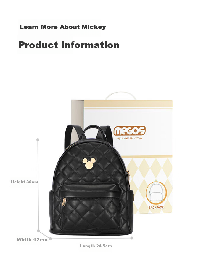 Disney Mickey Mouse Backpack for Women, Luxury Handbag, Gift Box Birthday Present Backpack 14