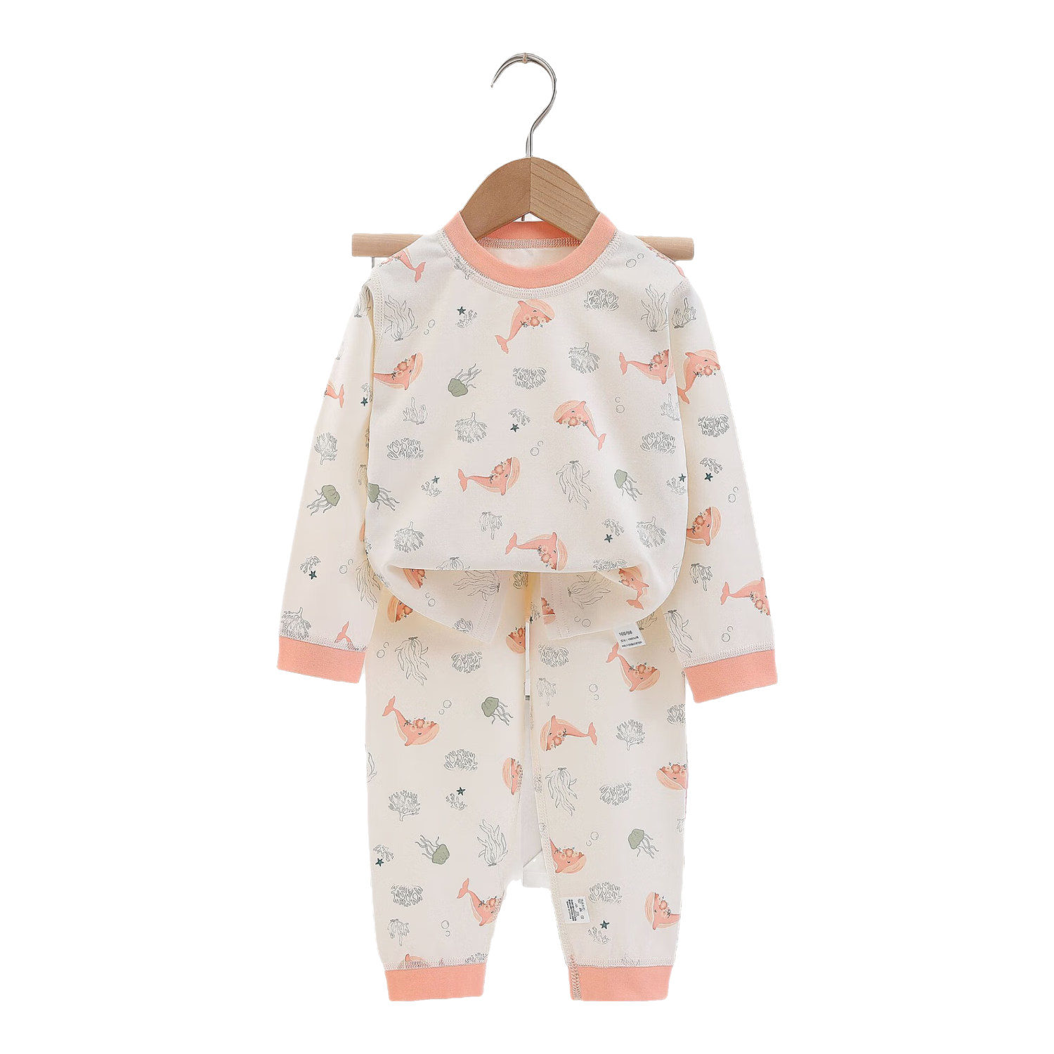 Hodo Kids Thermal Underwear Set Unisex Cotton Autumn Long Johns Seamless Pink Size 140