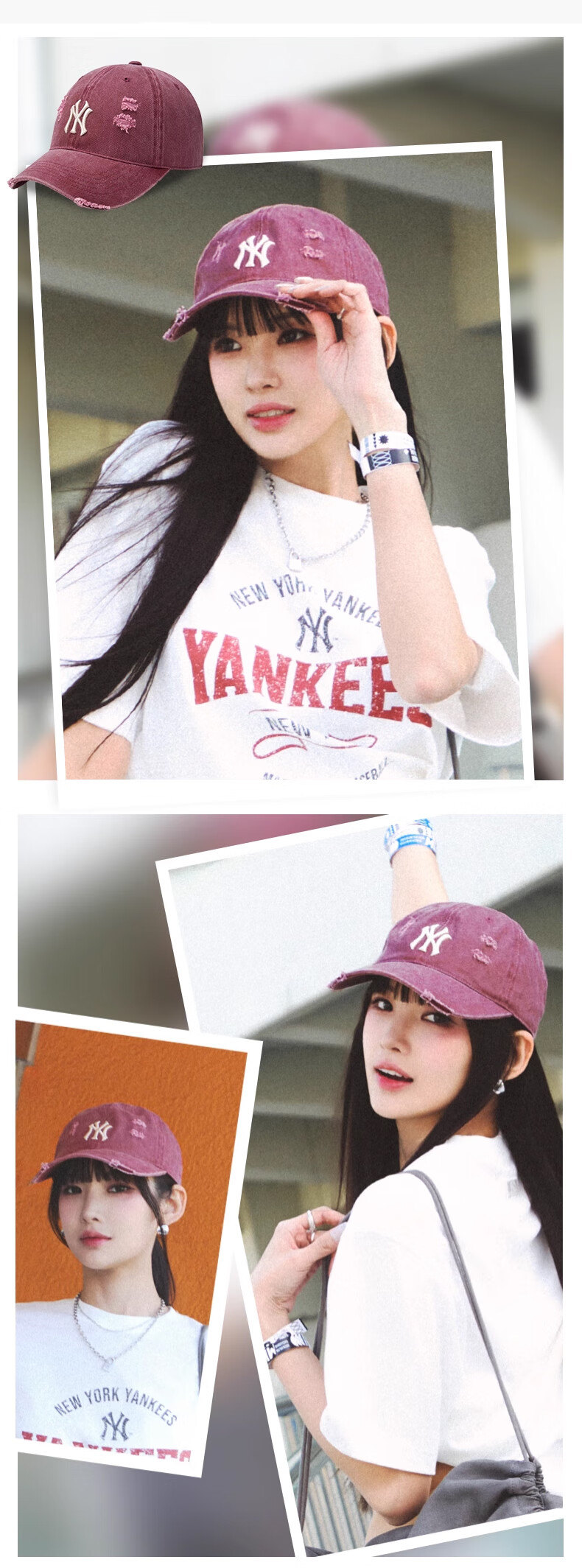 MLB Vintage Washed Baseball Cap Unisex Star Style Duckbill Sunshade【520】3ACPVV34N-07GRS 2