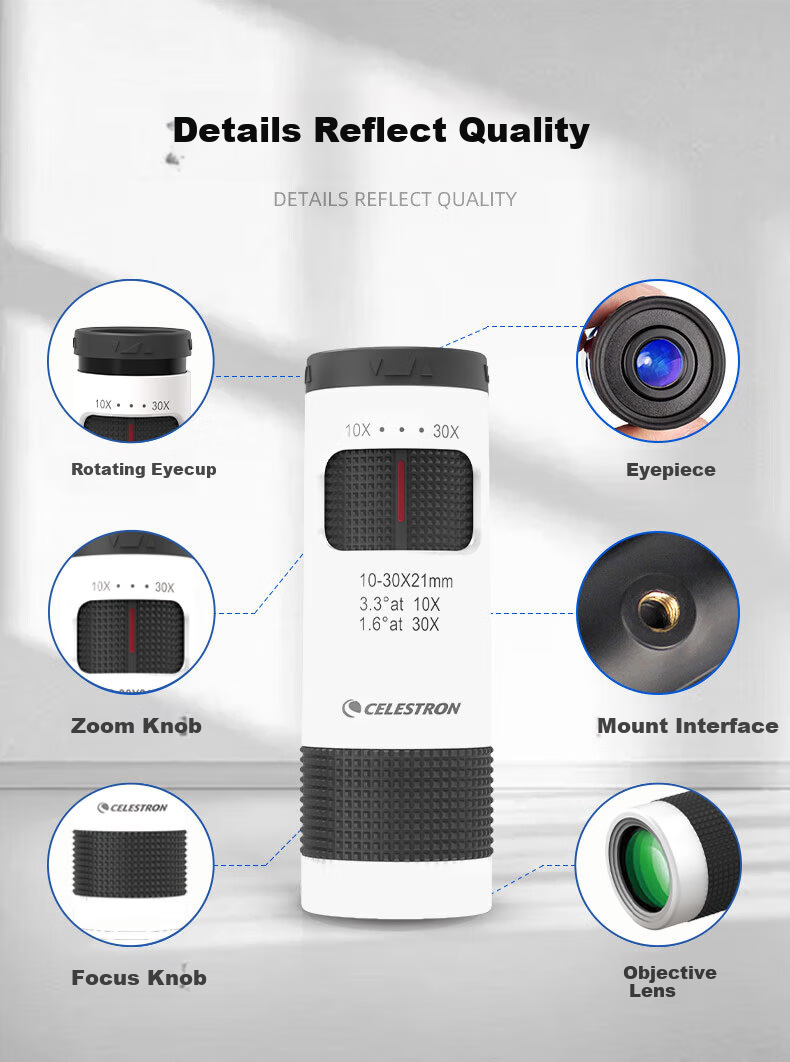 Xingtelang Natural 10-30 Black Infinite Zoom High Magnification Lightweight Portable Professional Single-Tube Smartphone Telescope Gift 7